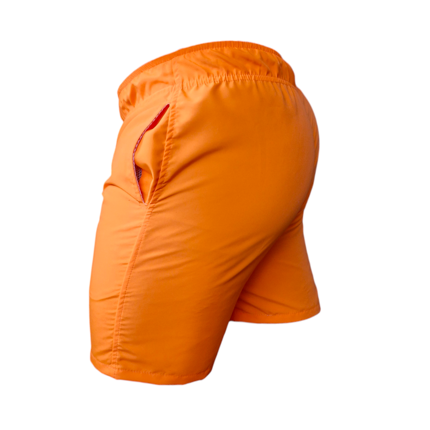 Pantaloneta Hombre Unicolor Naranja Neón